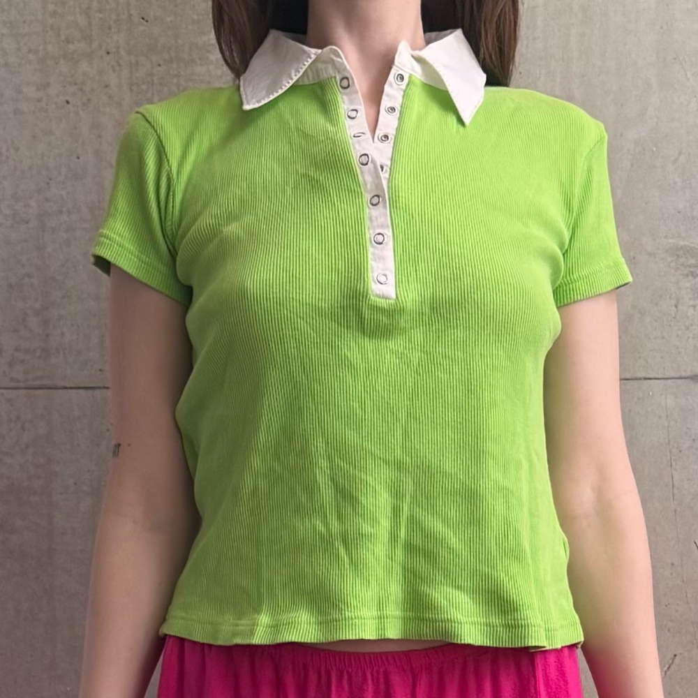 Vintage Lime Green Polo Shirt Size M